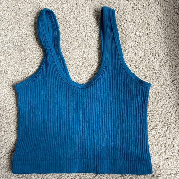 UO Out From Under Teal Crop Tank Top - Picture 2 of 3